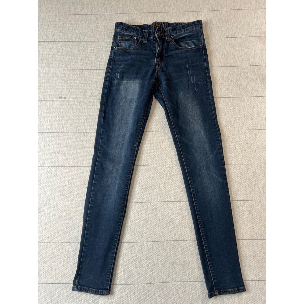 Carbon Super Skinny Flex Jeans Dark Wash Distressed Denim 28/30 Boys Teens